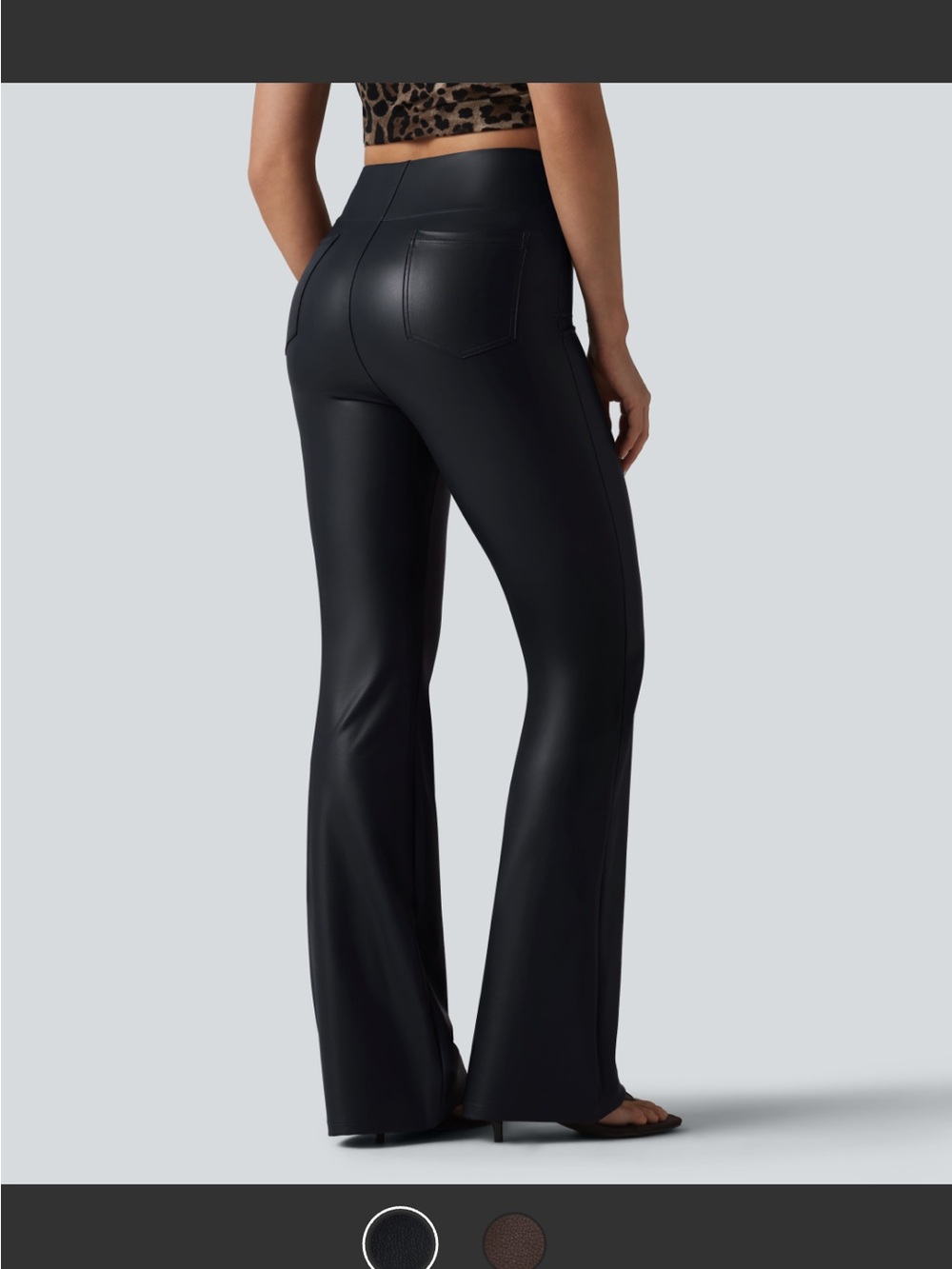 High-Rise Dark Midnight Navy Vegan Leather Flare Pants